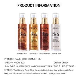 Face & Body Body Shimmer Oil Luminous 4 Colors Waterproof Body Oil Shimmer Glow Moisturing Glow Illuminator Face & Body - Color: 3