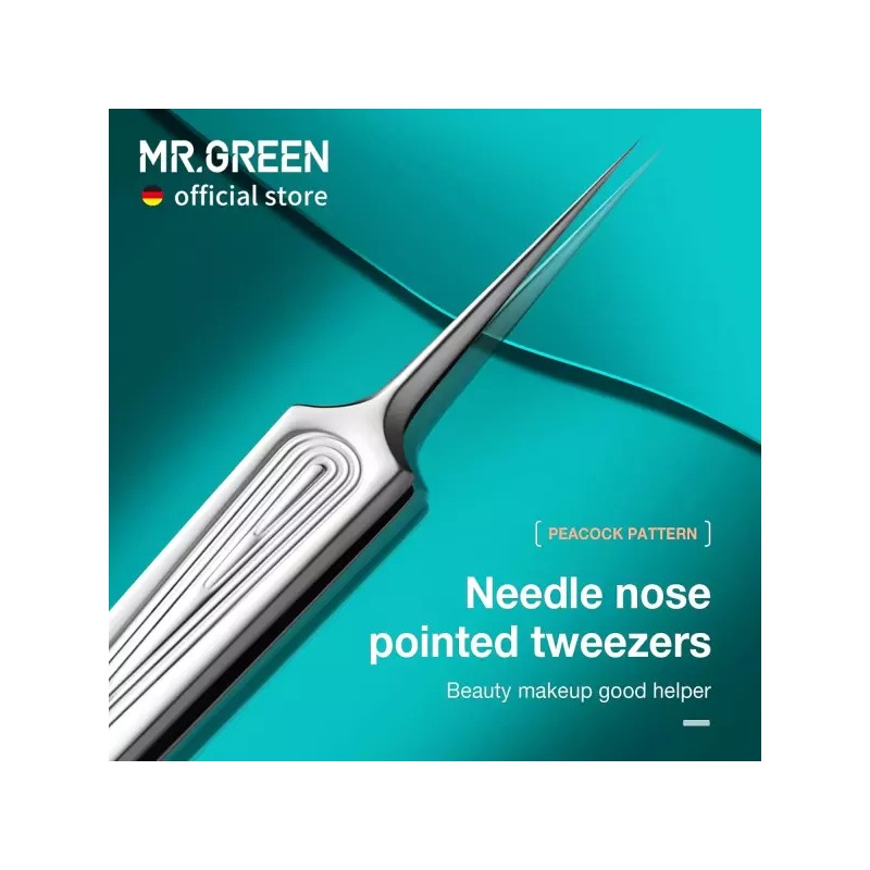 MR.GREEN 잉그로운 헤어 핀셋 바늘 코 끝 눈썹 조각용 블랙헤드