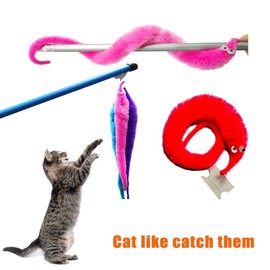 SHENGSEN Fuzzy Worm Toys String Pets Fuzzy Worms On String (12 PCS & 6 COLORS)