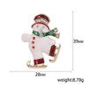 Skiing Snowman Rhinestones Christmas Brooch Pins for Women Girls Green