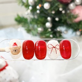 Pure J [x-mas collection 2] Santa Bear ✩⑅ - Short Almond / 퓨어제이[x-mas컬렉션2] 산타곰 ✩⑅ - 숏아몬드