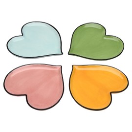 StealStreet SS-CG-62371, 5.25 Inch Valentine Painted Heart Shaped Colored Plates, Set of 4