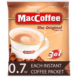 Maccoffee 3 in 1 Original 100 Pack Instant Coffee Packets Pack of 100x20g / 0.7 oz Single Serve Instant Coffee Packets Milk Sugar