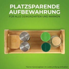 Luxva® Bambus Gewürzregal für die Wand oder stehend, Küchenregal mit 2 geräumigen Etagen, 28 x 28 x 11,5 cm, Gewürzständer zur Aufbewahrung von Gewürzbehälter und Kräutern (modern groß)