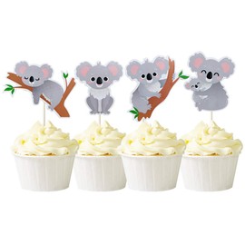 Mulukaya - 24 piezas de decoración para cupcakes de koala para animales salvajes, suministros para fiestas de cumpleaños