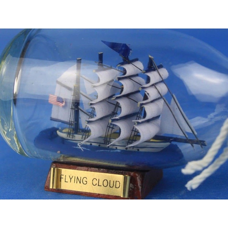 Hampton Nautical Flying Cloud Ship in a Glass Bottle, 5"