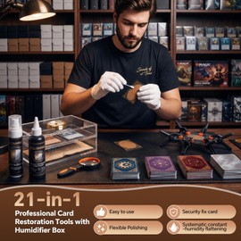 DACK 21-in-1 Card Cleaning Kit & Card Repair Kit with Humidor Box，Trading Card Care Clean Kit for Card Cleaning, Restoration & Flattening, Suitable for PSA Rated Card Care