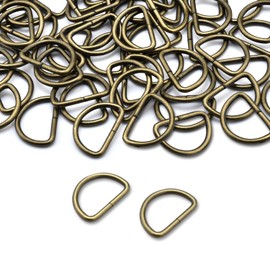 100 Pack 3/4" D Ring Metal Strap Sewing Hardware Buckles Accessories for Purse Bags Crafts Making Collars DIY Supplies (Bronze)