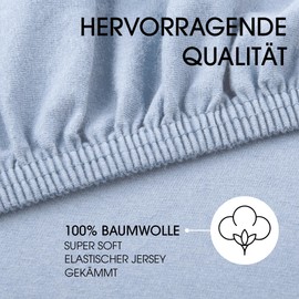 CelinaTex Lucina Jersey Fitted Sheet for Kids, Double Pack, 60 x 120 cm - 70 x 140 cm, Aqua Blue, 100% Combed Cotton, Super Soft, Elasticated, Stretch, Oeko-Tex