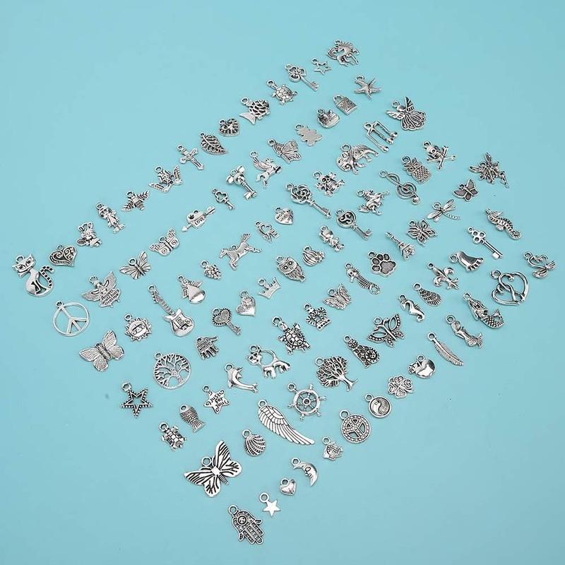 Set de 100 Piezas de Dijes Tibetanos accesorios de plata