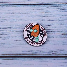 Futurama Professor Farnsworth Good News Everyone 1.25" Enamel Pin, 1.25 Inches, Metal, enamel