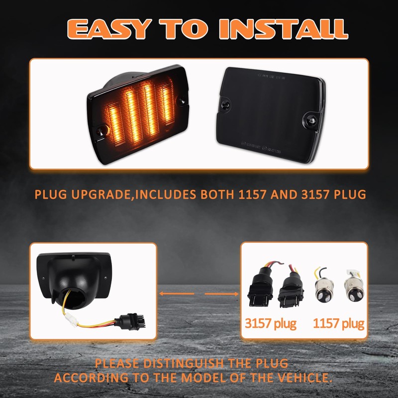 AreLokpri Amber Front Turn Signal Lights Compatible for 1987-1995 Wrangler