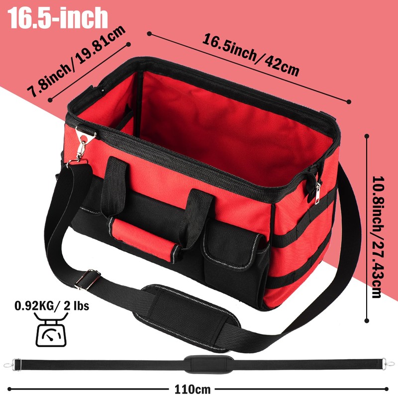 Tool Bag, 16 Inch Foldable Open Top Tool Bag Organizer