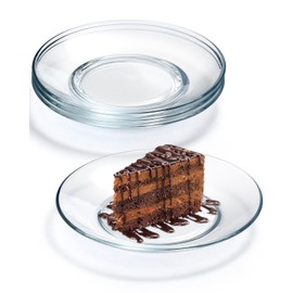 NUTRIUPS 4 Pack 9 inch Tempered Glass Dinner Plates, Clear Salad Plates Dishwasher and Microwave Safe