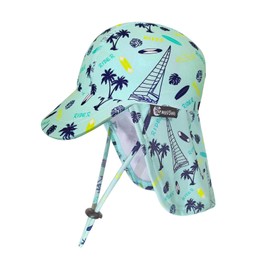 weVSwe Baby Sun Hat UV SPF50+ Sun Protection Neck Flap Hat Adjustable Chin Strap Toddler Summer Hat, green surfboard