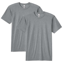 American Apparel Unisex Tri-Blend Track T-Shirt, Style GTR401, 2-Pack, Athletic Grey (2-Pack), Large