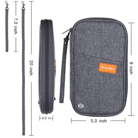 RFID Blocker Family Passport Wallet, Passport Document Organiser with Two Removable Straps for Men Women, gray, Classic