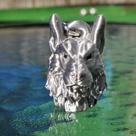 Werewolf Keychain Model Shiny Silver 3d Printed Wolf 3D Head With Silver Colored Key Ring Backpack Charm
