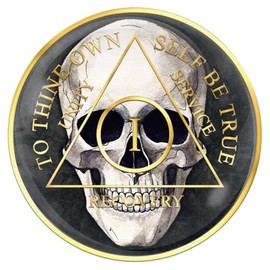 AA Recovery Medallion | AA Chip | AA Coin | Alcoholics Anonymous Chip | Recovery Gift | AA Skull Chip (1 Year)