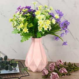 Vase, Vase Creative Plastic Vase, Living Room Ornaments Vase Hydroponic Creative Flower Arrangement, Pink Geometric Desktop Decorative Vase (21.5x11x6.8 )