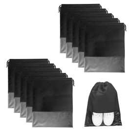 GAOHAN 10 Pcs Travel Shoe Bag,Shoe Bags,Shoe Bags for Travel,Drawstring Non-Woven Shoes Storage Bags with Transparent Window for Daily and Travel Use(Black)