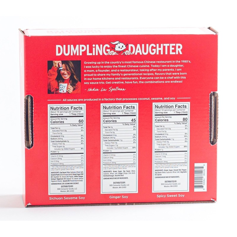 Dumpling Daughter Spicy Sweet Soy, Ginger Soy, Sichuan Sesame Soy