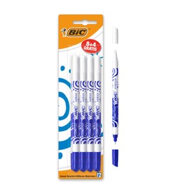 BIC Ink Eater Permanent Eraser Pens - Pack of 8 + 4 (11 Total) Distinctive Blue And White Design - Mini Eraser - Blue Colour