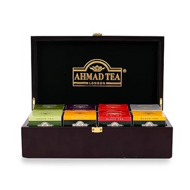 Ahmad Tea Keeper Wooden Box with 80-Count Assorted Tea Bags
