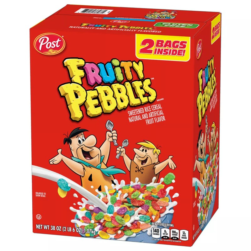 Post Fruity PEBBLES, Gluten Free, Sweetened Rice Cereal (38 oz.)