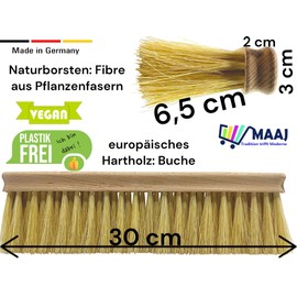 MAAJ Flour Broom 15 or 30 cm Hard Fibre Bristles 100% Natural Plastic-Free Vegan - Made in Germany (30 cm)