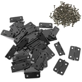 Ruiwaer 50pcs Metal Mini Hinges Retro Hinges 24x18mm with Screws for Wooden Box Jewelry Chest Box Cabinet DIY Accessories, Black