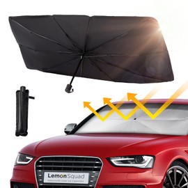 Paraguas para coche | Parasol para parabrisas refleja los rayos UV y protege el salpicadero del sol, protección de aislamiento térmico, parabrisas frontal plegable para automóvil (57 x 31 pulgadas)