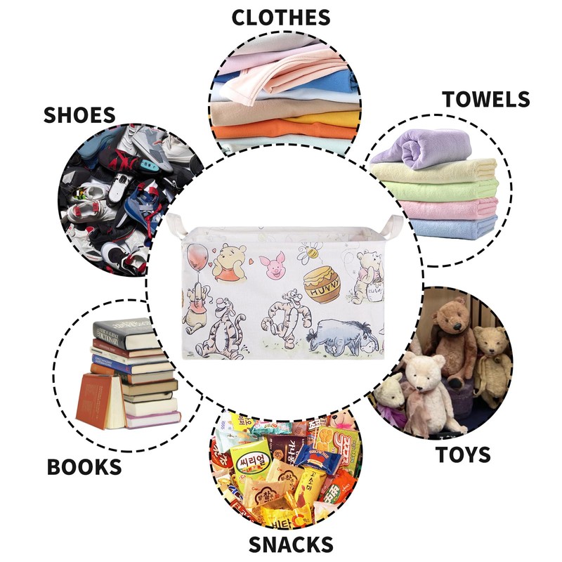 Winnie Storage Basket, Nursery Large Hamper Canvas Laundry Basket Foldable