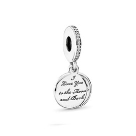 Vintage Moon and Night Sky Cubic Zirconia Dangle Charm in Sterling Silver for Bracelet Necklace