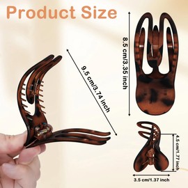 6Pcs French Concord Flat Hair Clip, 3.35 Inch Curved Hair Claw Clips, Matte Alligator Hair Clips Volume Strong Hold Banana Barrettes, Non-slip Hair Clamps Jaw Clips for Women, Girl