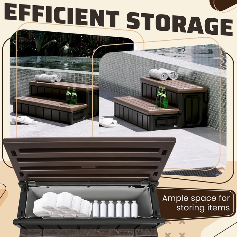 HECASA Hot Tub Steps Outdoor Spa Steps with Storage, Hot