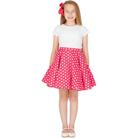 BlackButterfly Kids Vintage 50's Full Circle Girls Swing Skirt (Pink - Polka Dot, 3-4 Years)