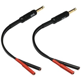 CESS-093 Dual Banana Jack to 6.35mm 1/4 Inch TS Male Plug Adapter Cable for Speaker Cables