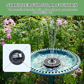 Yzert - Fuente solar de vidrio de alta eficiencia mejorada 2024, fuentes solares de baño de pájaros con flor sin batería, fuente de bomba de agua solar para baño, jardín, estanques pequeños,