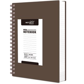 RETTACY B5 Wirebound Notebooks Notepad150 sheets/300 Pages for Writing,100gsm College-Ruled Paper, PVC Retro cover, for Men Work Office School,19 x 25 cm - Coffee