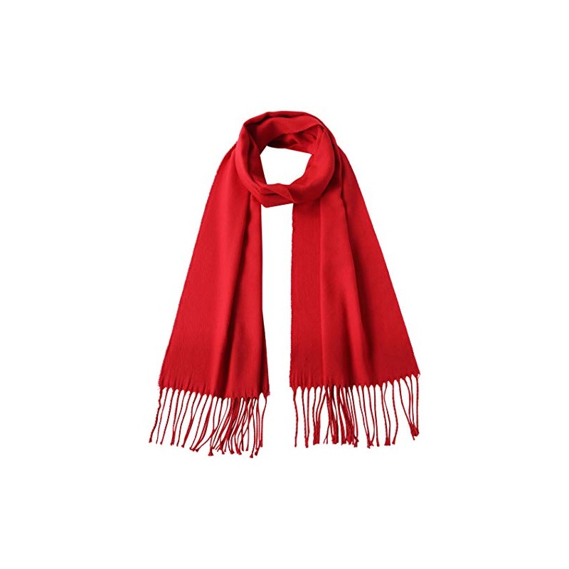 Atano Mens Fine Soft Scarf with Tassel Ends Red