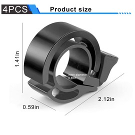 4 PCS Bike Bell,Aluminium Alloy Super Loud Invisible Bicycle Horn,Universal Fits 31.8mm/2.2cm Handlebars,Cycling Accessories Mountain/Road Riding for Adults & Kids (Red，Blue，Yellow，Black)