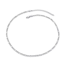 Prosilver 925 silver jewellery, men's necklace, Italy Figaro chain, 1+3 link chain, minimalist jewellery for boys/men, 2.9 mm/5 mm wide, chain length: 46 cm/51 cm/55 cm/61 cm/66 cm/71 cm, Silver