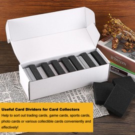 TOLIDA Pack of 100 Foam Card Dividers, Shock-Absorbing Spacers with PU Leather Storage Box, Playing Cards Organiser for Game Card, Sports Card, Black