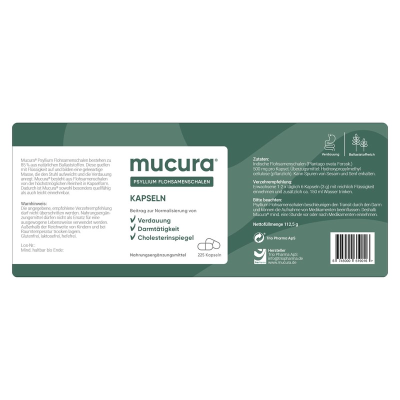 Mucura Psyllium Husk Capsules Pack of 225 – Quick &