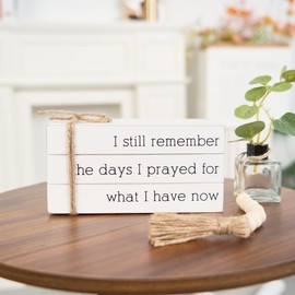 HEYTUYA Decorative Books for Home Decor, Faux Books for Table Decor,Rustic Farmhouse Decor Books for Shelf Coffee Table Mantle Decor, Fake Books with Wood Beads String (I Still)