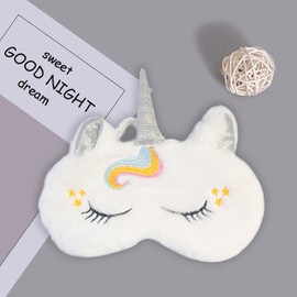 Cute Animal Sleeping Mask Soft Plush Blindfold Cute Rabbit Panda Koala Eye Cover Eyeshade for Kids Teens Girls Women (White Horse)