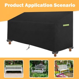 MOZMY Garden Bench Cover for 2-Seater, Durable 600D Oxford Fabric, Protective Cover for Garden Bench, Waterproof, Windproof, UV-Resistant, Tear-Resistant, 135 x 67 x 65/91 cm