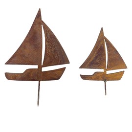 Storm's Gartenzaubereien Garden Decoration Ship - 2 Sailing Boats in Rust Look for Screwing in 24-17 cm for Maritime Decoration in the Garden