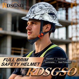 RDSGSO Full Brim Hard Hats ANSI/ISEA Z89.1 Type I Class E Certified 6-Point Suspension Lightweight Vented Adjustable Safety Helmet for Construction Industrial (A6-KB)